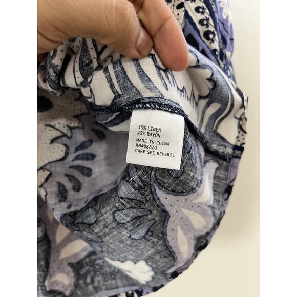 Festival Boho Linen Blend Beach Top XS Coastal Vacation Maximalist Resort Artsy - Picture 7 of 12